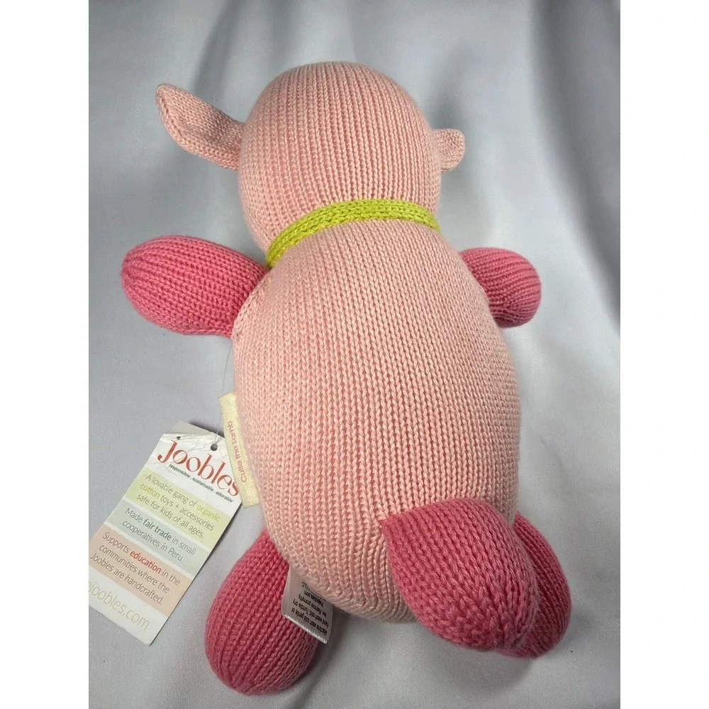 The Joobles Cutie the Lamb Plush Toy Kids OS Pink Organic Cotton Knit Fair Trade